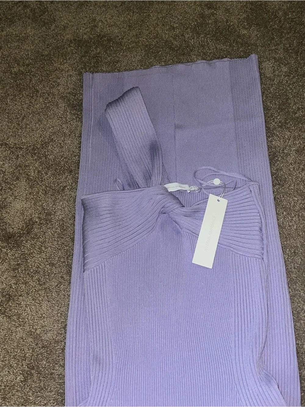 $485 Jonathan Simkhai Lavender One-Shoulder Ribbed Dress Size M - Picture 4 of 6